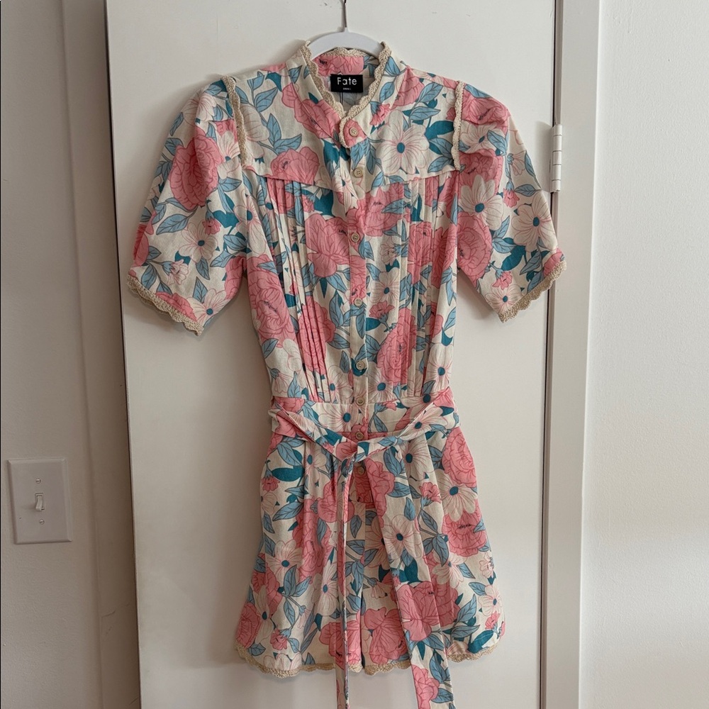 Fate Pink and Blue Floral Romper